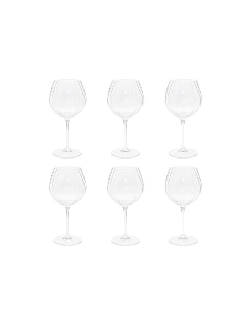 Lot de 6 verres à vin vagues transparents - 10.3x10.3x23 cm