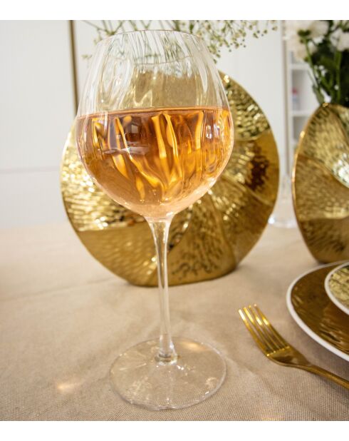 Lot de 6 verres à vin vagues transparents - 10.3x10.3x23 cm