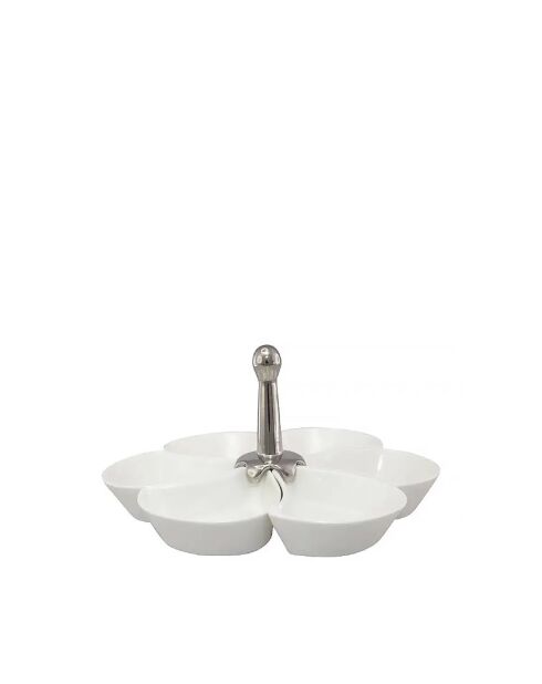 Lot de 6 coupelles apéro fleurs blanches - 12x12x15.5 cm