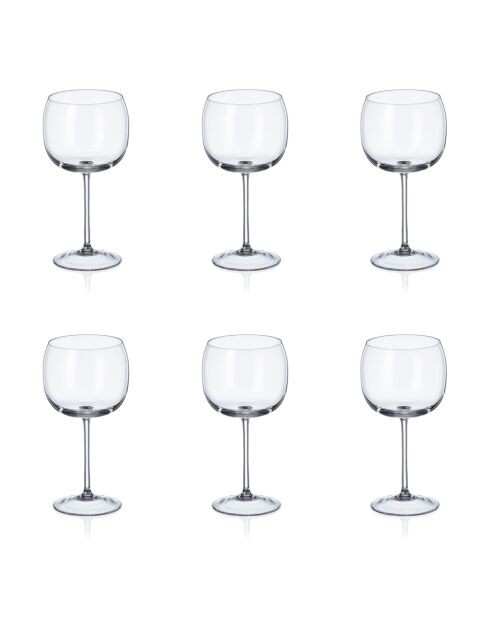 Lot de 6 verres à vin uni boule transparents - 490ml