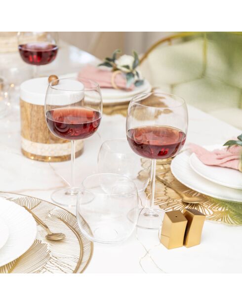 Lot de 6 verres à vin uni boule transparents - 490ml