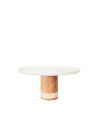 Plat à tarte sur pied en bois grand modèle blanc - 30x30x15cm