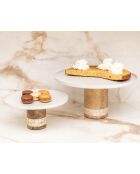 Plat à tarte sur pied en bois grand modèle blanc - 30x30x15cm