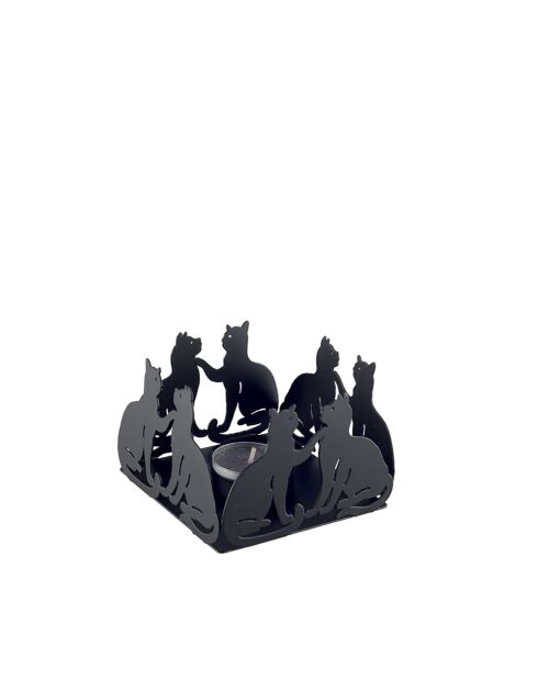 Bougeoir chat noir - 10x10x7cm
