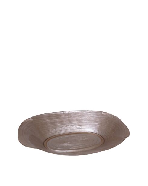 Plato ovalado beige iridiscente - 19x25x5 cm