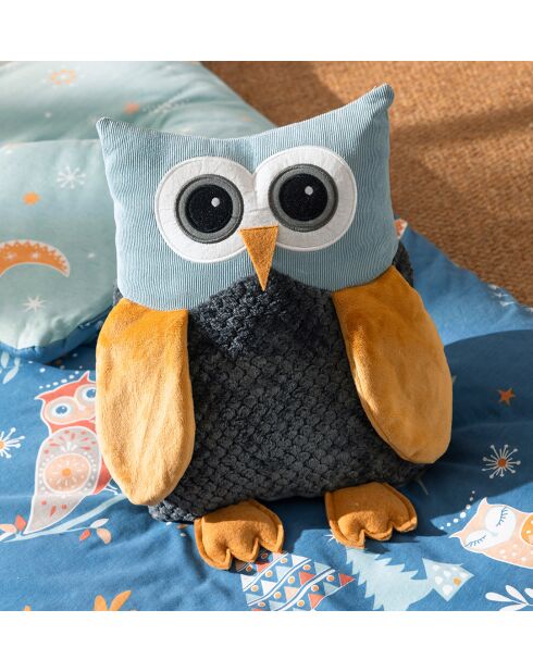 Cuscino ricamato a forma di gufo per bambini, 30 x 22 x 10 cm.