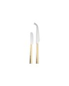 Set mit 2 goldenen gehämmerten Käsemessern — 14,9 x 1,7 x 1 cm