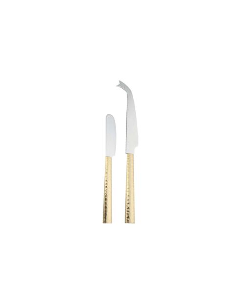 Set de 2 couteaux à fromage martelés dorés - 14.9x1.7x1cm