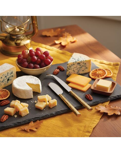 Set de 2 couteaux à fromage martelés dorés - 14.9x1.7x1cm