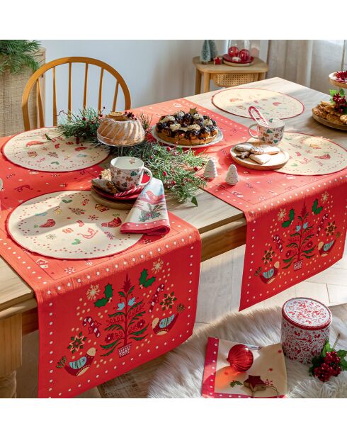 Lot de 2 sets de table Valse des souvenirs en coton déperlant - Ø 38 cm.