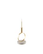 Bougeoir mat rond support marbre doré - 10x10x17cm