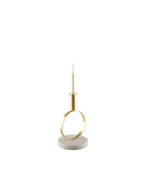 Bougeoir mat rond support marbre doré - 10x10x17cm