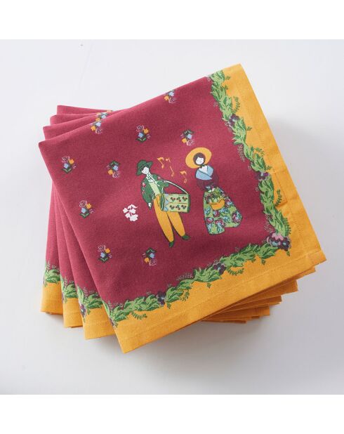 Lot de 2 serviettes de table Marché d’Aubagne en coton - 43 x 43 cm.