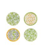 Set di 4 tazze verdi e arancioni - 12x12x1,6 cm