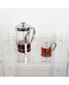 Cafetera de cristal con decoración de metal plateado - 9x9x18cm