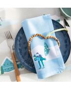 Set di 2 tovaglioli Les Skateurs su sfondo blu - 43 x 43 cm.