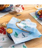 Set di 2 tovaglioli Les Skateurs su sfondo blu - 43 x 43 cm.
