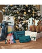 Peluche bouquetin avec plaid polaire - peluche H 25 cm, plaid 100 x 80 cm.