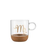 Mug en verre fond liège Mr transparent - 8x9x10cm