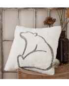 Fodera per cuscino Soft Parenthesis in pelliccia sintetica con motivo orso polare - 40 x 40 cm.