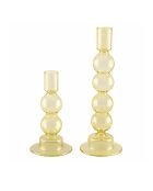 Lot de 2 bougeoirs bulles jaunes - 8x8x23.5 cm