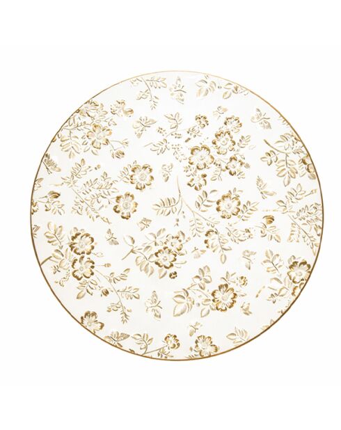 Dessous d'assiette rond design fleurs dorées - 38x38x0.5cm