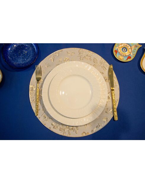 Dessous d'assiette rond design fleurs dorées - 38x38x0.5cm