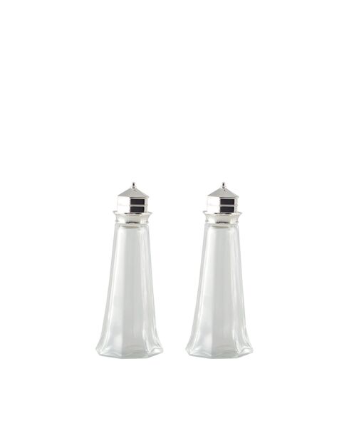 Salière et poivrière argentées - 4.6x4.6x11.5cm
