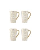 Set de 4 tazas blancas de diseño abstracto - 9x9x15 cm