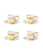 Set mit 4 goldenen Kaffeetassen und Untertassen Savane — 11x11x5 cm