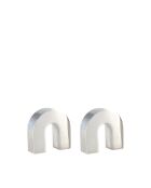 Salière et poivrière arc argenté - 6x2x6cm