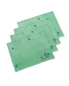 Set di 2 tovagliette verdi morbide ricamate con sinfonia natalizia, 35 x 45 cm.