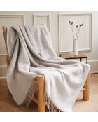 Plaid effet mohair gris et écru - 130 x 170 cm.