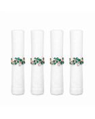 Lot de 4 ronds de serviettes dorés avec diamants verts - 4x4x2.5 cm