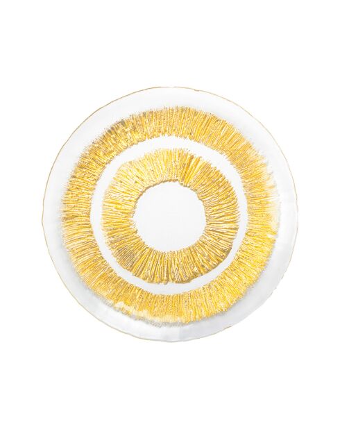 Assiette plate en verre soleil dorée - 28x28x2.5cm