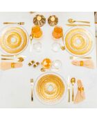 Assiette plate en verre soleil dorée - 28x28x2.5cm