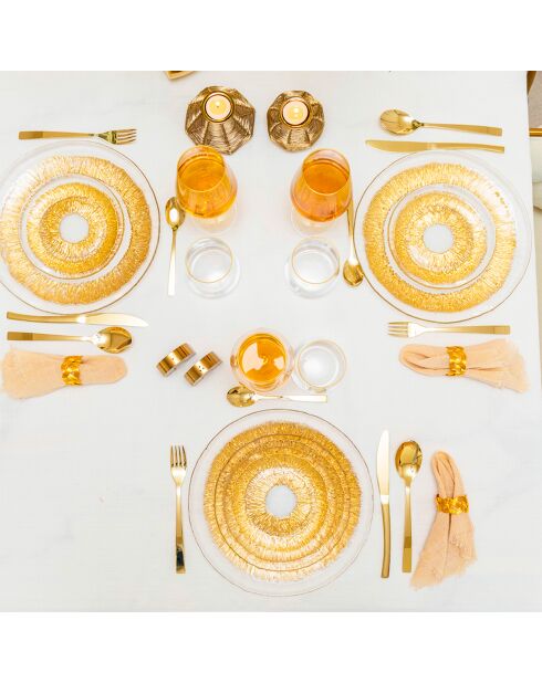Assiette plate en verre soleil dorée - 28x28x2.5cm