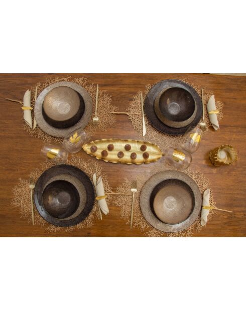 Dessous d'assiette feuille dorée - 57x40x1cm