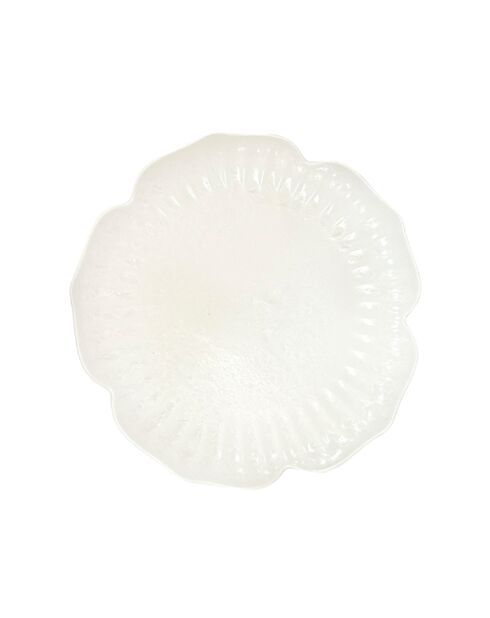 Assiette plate en porcelaine blanche Florale - 25.5x25.5x2cm