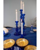 Kleiner blauer Kerzenständer - 10 x 10 x 21 cm