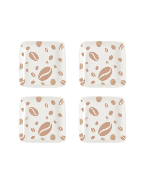 Lot de 4 coupelles grain de café beiges - 12x12x2 cm