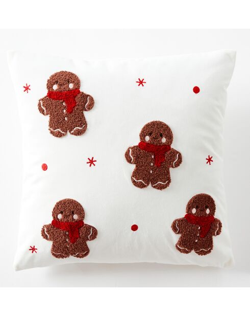 Housse de coussin Esprit de Noël en velours à motifs pain d’épices - 40 x 40 cm.