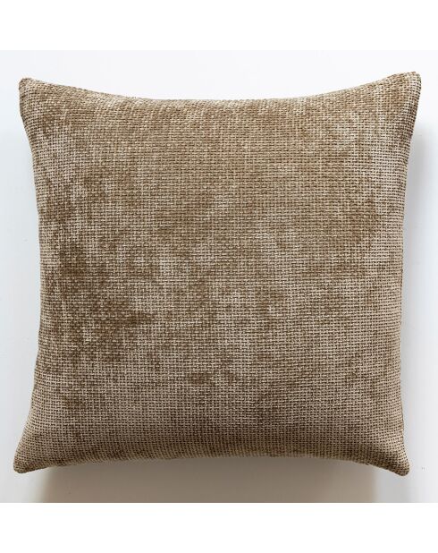 Housse de coussin Rêve de forêt en chenille taupe - 60 x 60 cm.