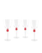 Lot de 4 verres à vin avec pied en diamant rouge - 9.4x9.4x23.4 cm