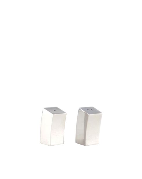 Salière et poivrière penchées argenté - 2.5x2.5x5.5cm