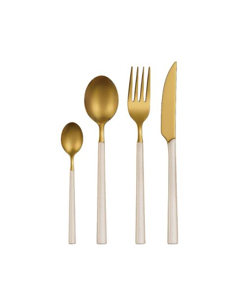Ménagère 24 pièces dorée avec manches paillettes