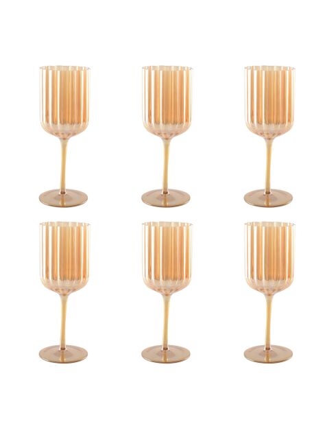 Lot de 6 verres à vin dorés - 8x8x21.3 cm