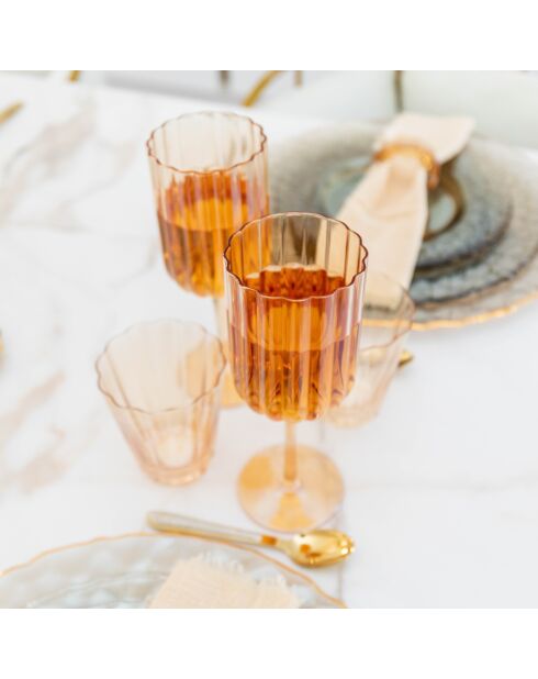Lot de 6 verres à vin dorés - 8x8x21.3 cm