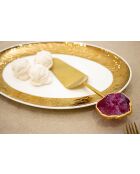 Plat ovale blanc et doré - 36.5x23x4cm