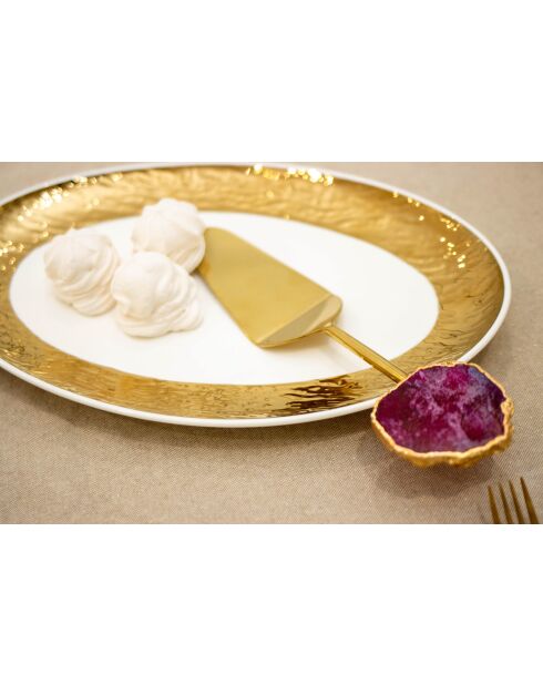 Plat ovale blanc et doré - 36.5x23x4cm